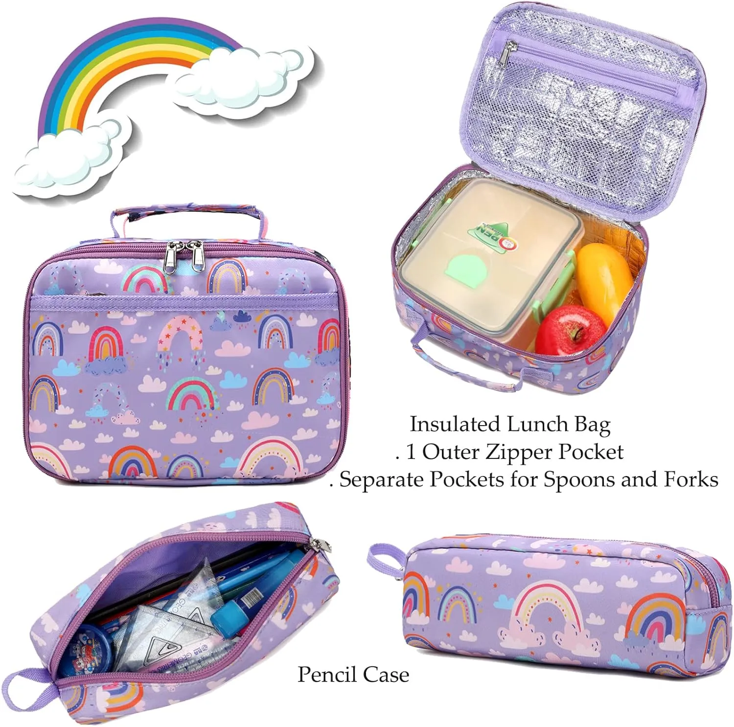 Backpack Unicorn for Girls School Preschool Backpack for Girls 3 IN 1 School Bookpack Set with Lunch Bag Pencil Bag