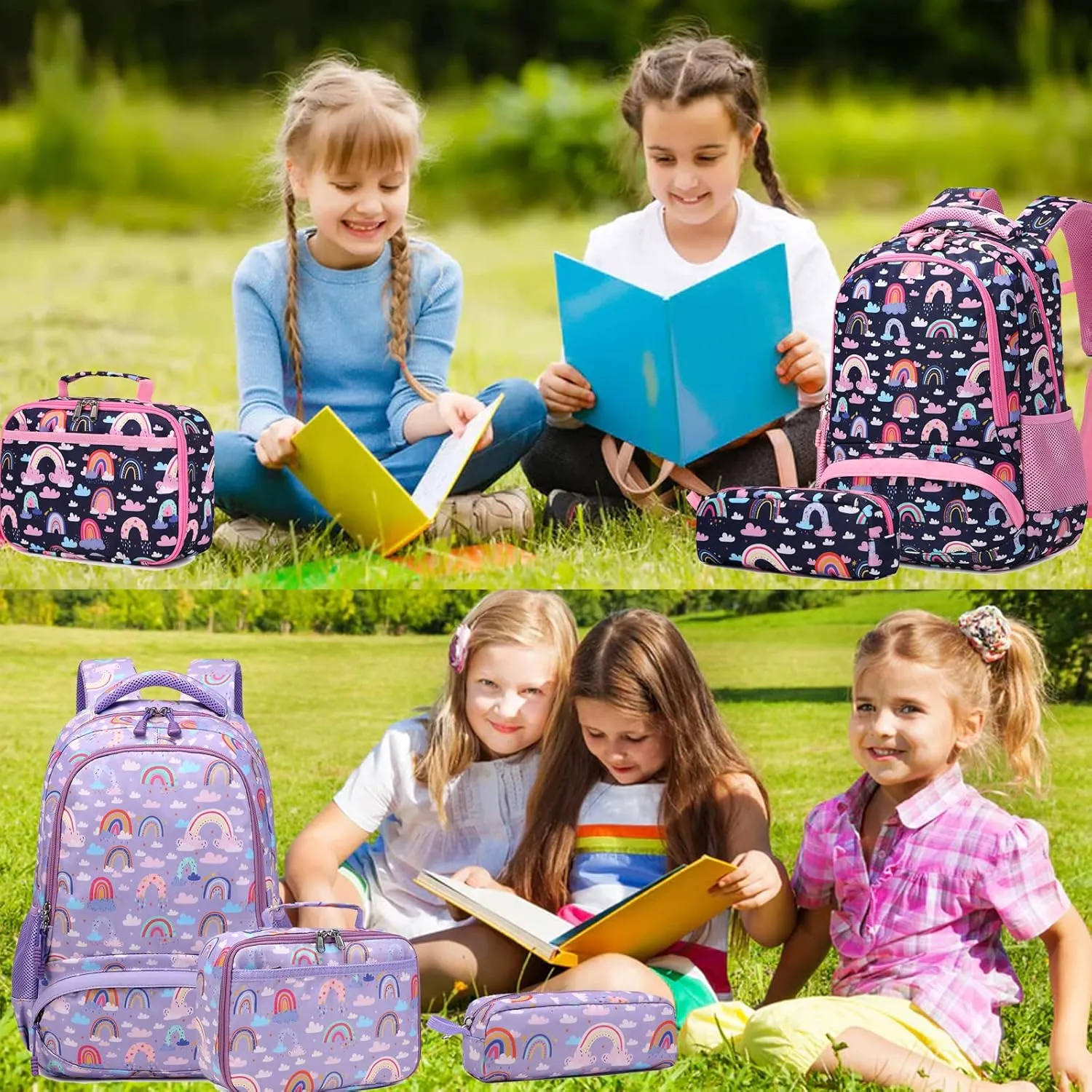 Backpack Unicorn for Girls School Preschool Backpack for Girls 3 IN 1 School Bookpack Set with Lunch Bag Pencil Bag