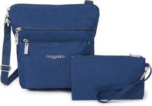 Baggallini Pocket Crossbody Bags for Women 8x8 Small Lightweight Durable Nylon Water-resistant Travel Purse W/Rfid Wristlet
