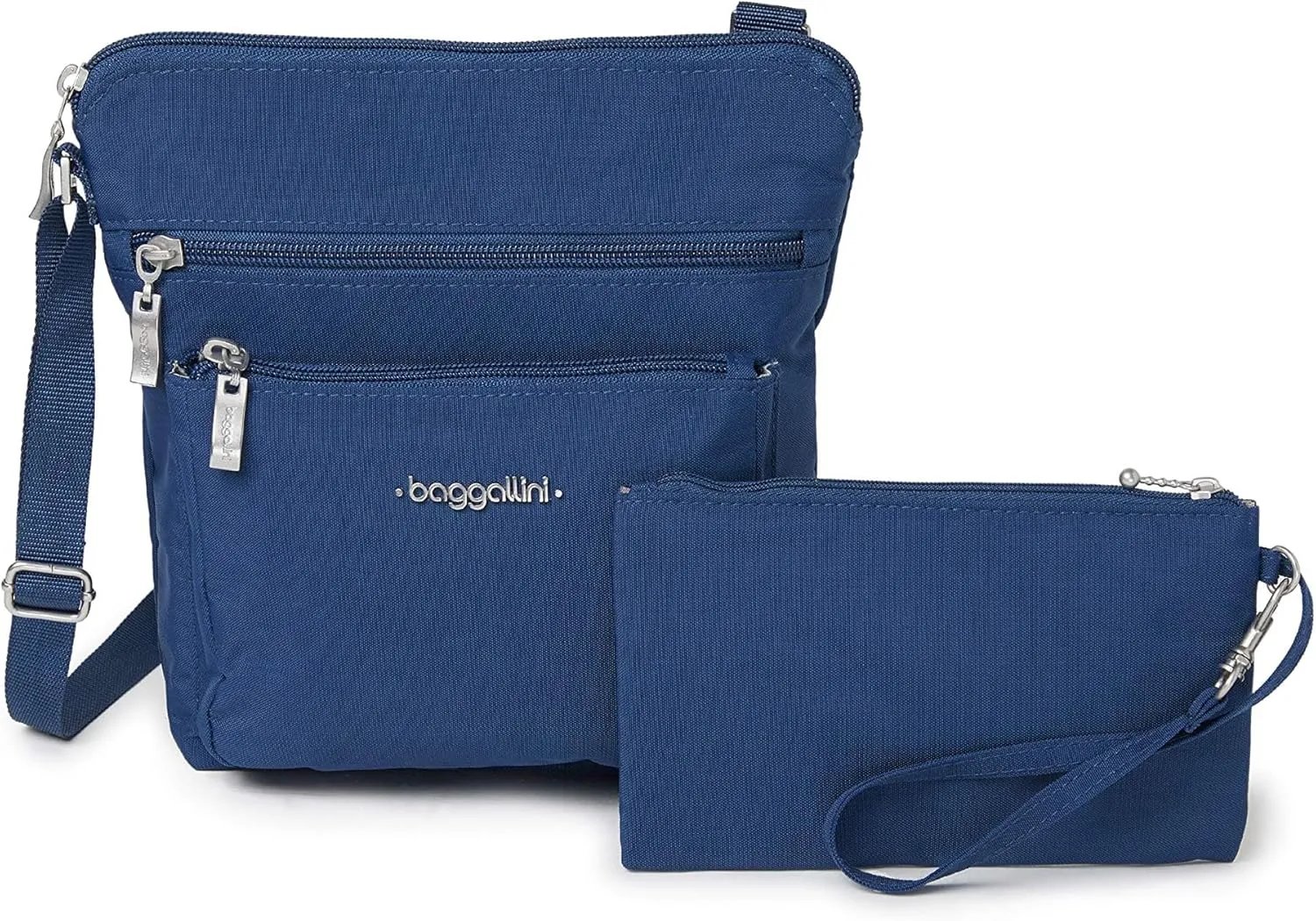 Baggallini Pocket Crossbody Bags for Women 8x8 Small Lightweight Durable Nylon Water-resistant Travel Purse W/Rfid Wristlet