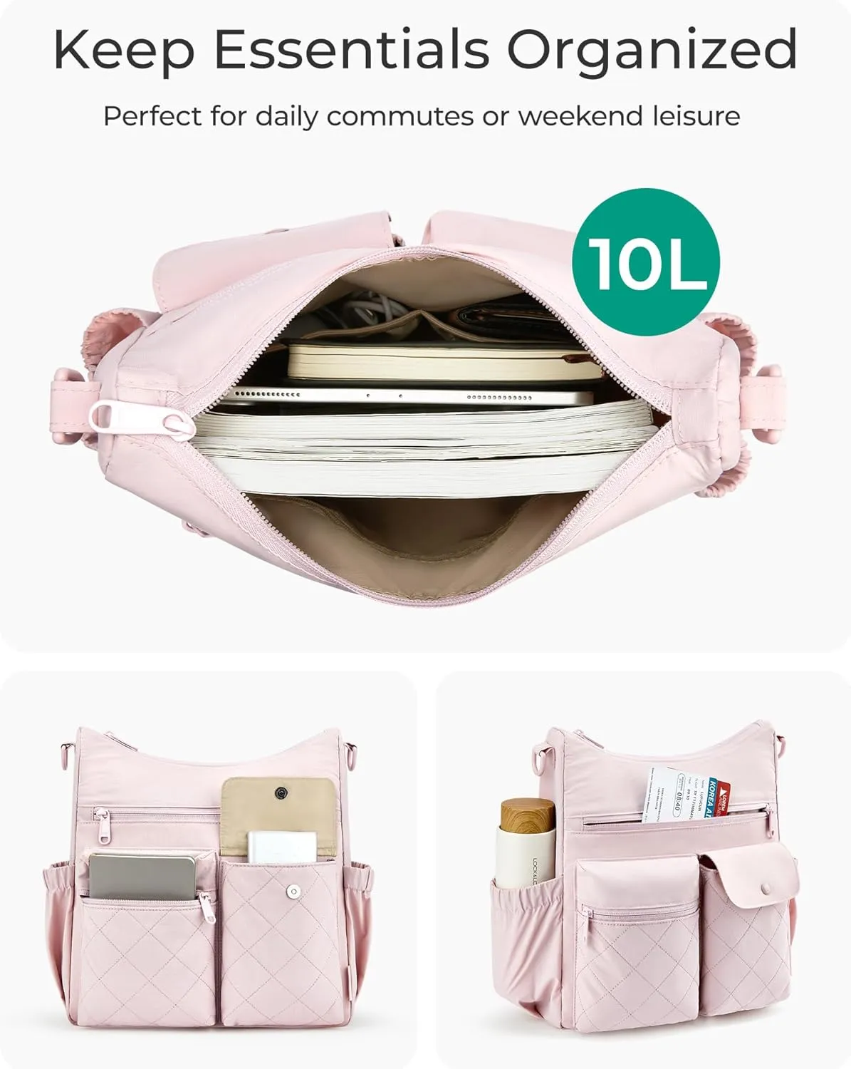 BAGSMART Crossbody Bags for Women, Puffy Handbags Shoulder Purses for Women, Travel Tote Bag with Multi Pockets