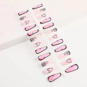 Ballet nail European and American anime love graffiti wearing nail fake finger nail enhancement detachable nail enhancement(OPP bag and strip packaging)