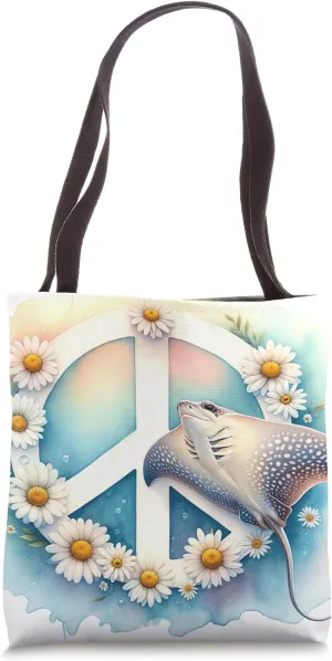 Beautiful Symbol Peace Sign Aesthetic Daisy Stingray Tote Bag