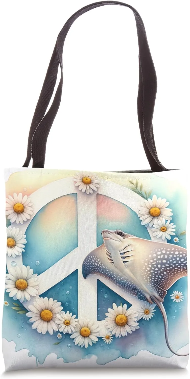 Beautiful Symbol Peace Sign Aesthetic Daisy Stingray Tote Bag