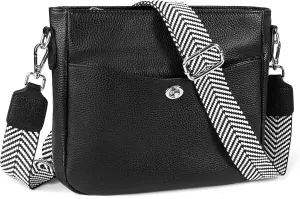 befen Genuine Leather Crossbody Bags for Women, Women's Shoulder Purse Hobo Handbags with Adjustable Wide Strap