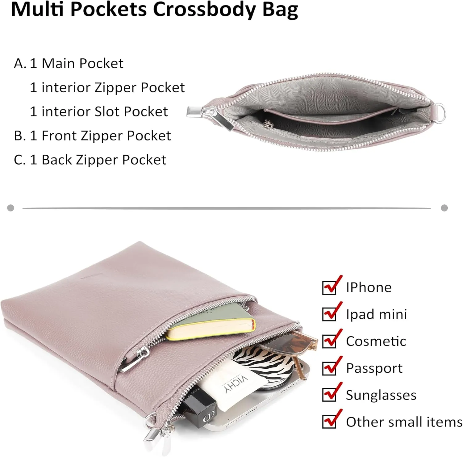 befen Genuine Leather Small Crossbody Purses for Women Travel Cross Body Bags Lightweight with Adjustable Shoulder Strap