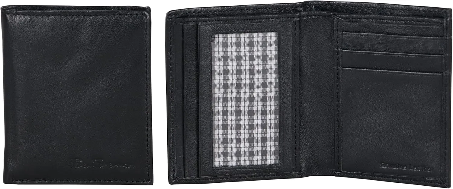 Ben Sherman Men's Manchester Slim Bifold Full-Grain Leather RFID Minimalist Gift Box Wallet