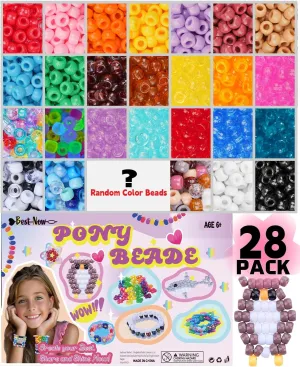 BestNow Pony Beads 2600 pcs 50  Colors Plastic Beads for Kandi Bracelets Making Hair Beads for Braids Colored Beads for DIY Craft Jewelry Bracelets Making Hair Braiding Keychains