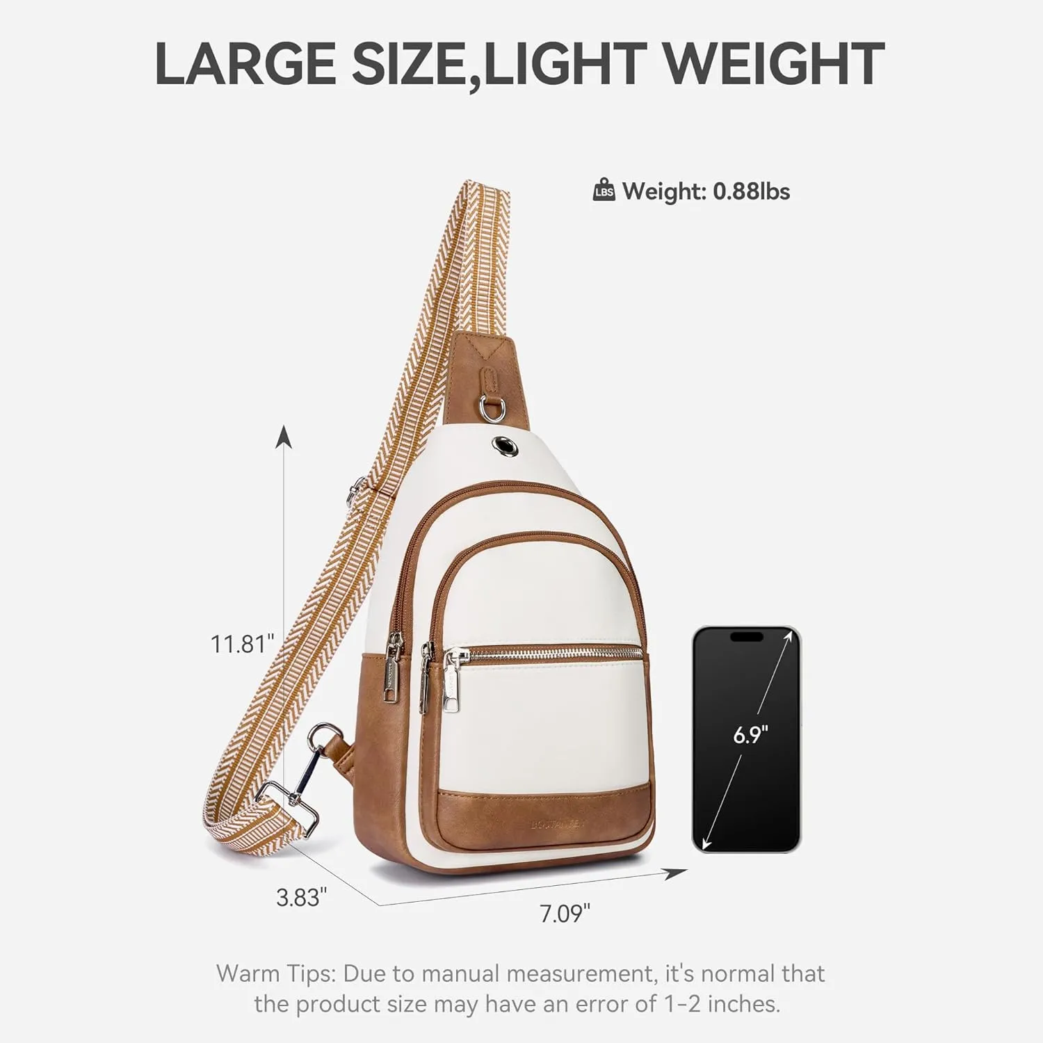 BOSTANTEN 7L Sling Bag For Women CrossBody Bags Large Cross Body Purse Vegan Leather Sling Backpack for Travel Essentials