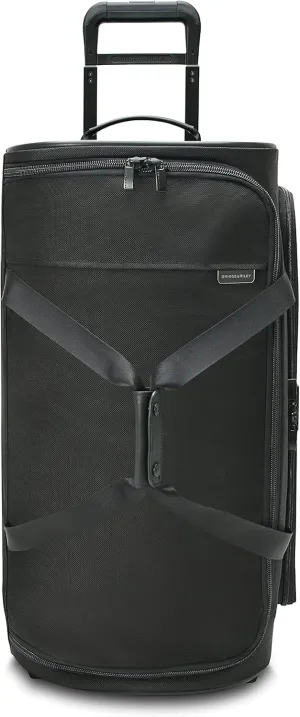 Briggs & Riley Medium 2-Wheel Duffle - Checked Luggage for Travel, Suitcases with Wheels, Softside Rolling Bag for Men & Women, Self-Repairing Zipper - Baseline Collection, Black
