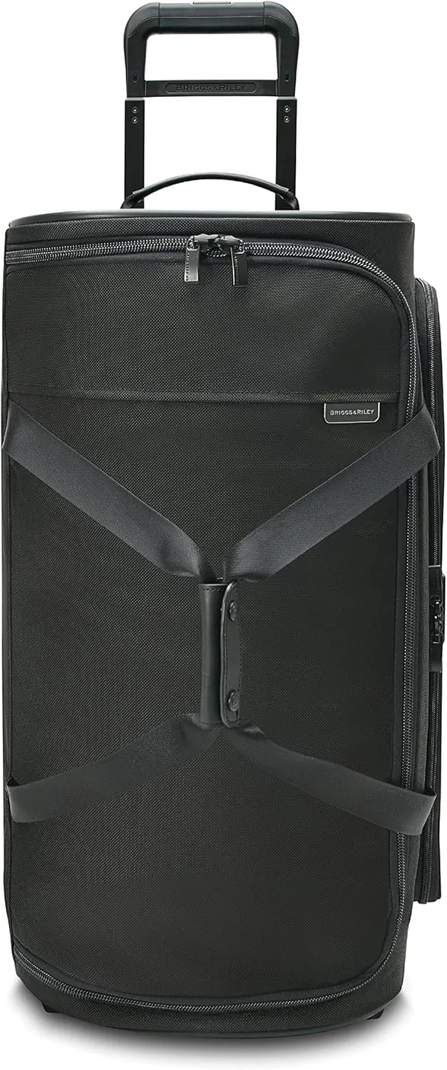 Briggs & Riley Medium 2-Wheel Duffle - Checked Luggage for Travel, Suitcases with Wheels, Softside Rolling Bag for Men & Women, Self-Repairing Zipper - Baseline Collection, Black