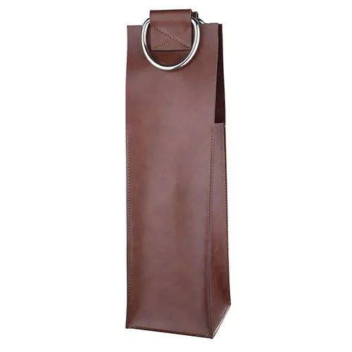 Brown Single-Bottle Wine Tote