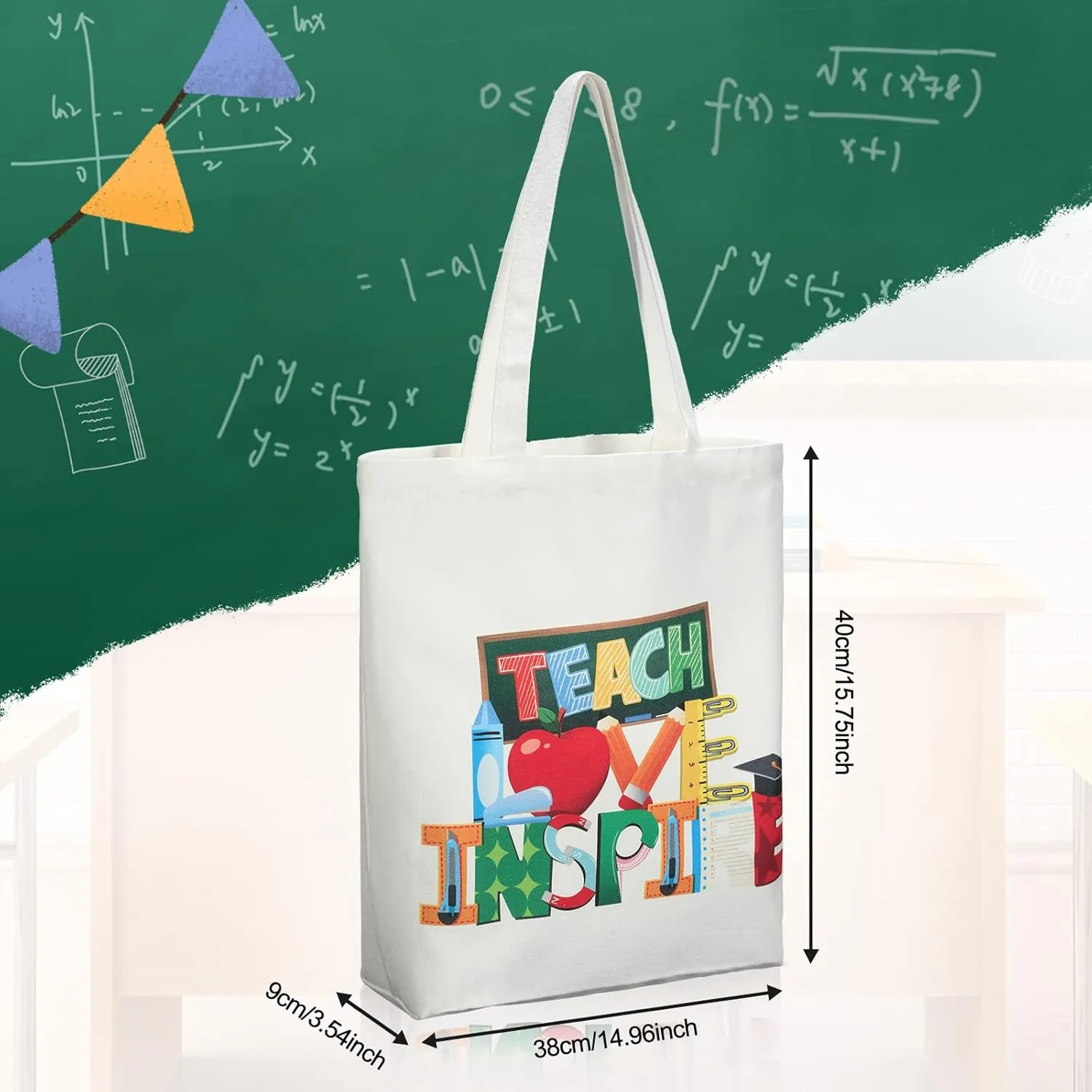Capoda 8 Pack Teacher Appreciation Gifts for Teachers Canvas Tote Bags Retirement Teacher Appreciation Gifts(White)