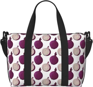 Carry On Duffle Bags Overnight Weekender Bags for Women, purple Onion Pattern Personal Item Travel Bag, Travel Essentials Sport Gym Bag for Men Women