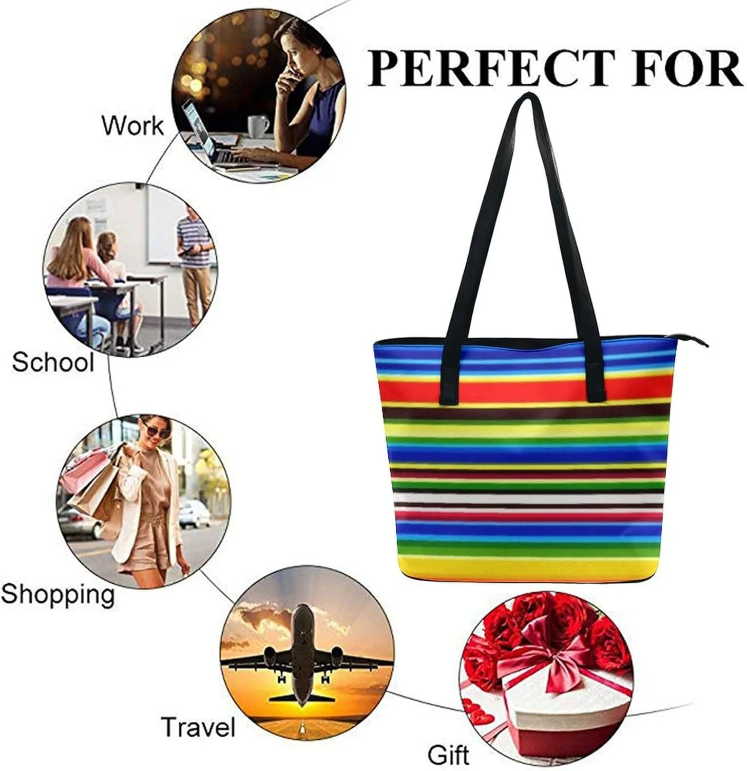 Casual Unsiex Tote Bag, Men and Women Lightweight Handbag with Compartment for Business, Travel