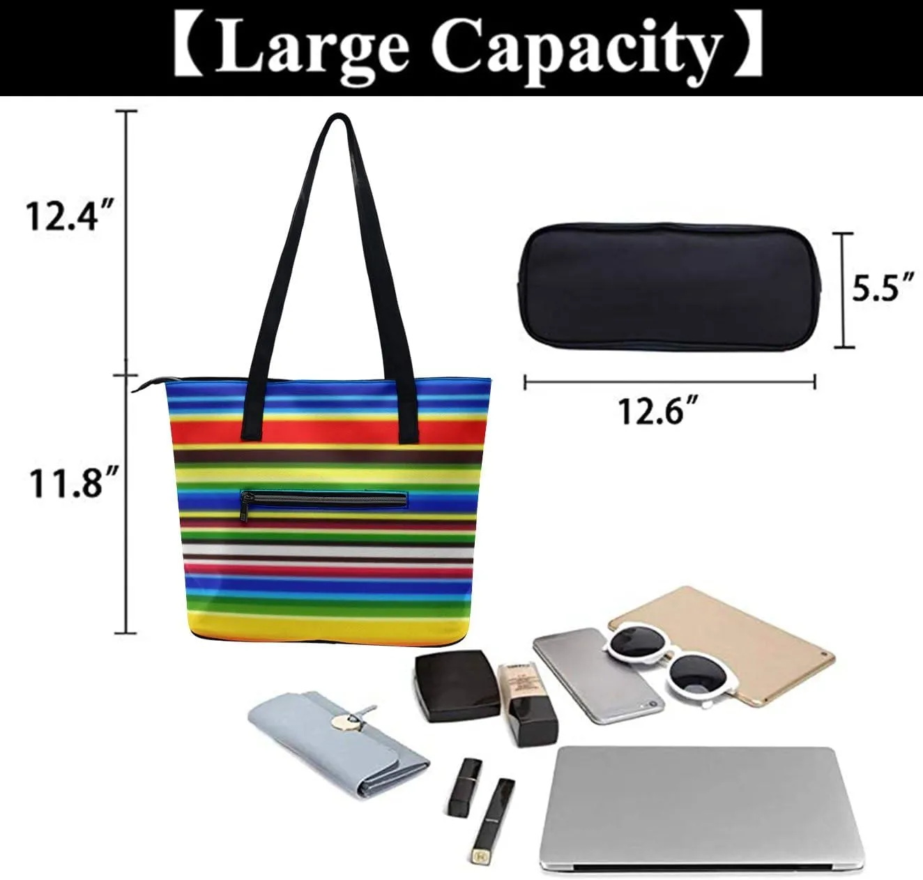 Casual Unsiex Tote Bag, Men and Women Lightweight Handbag with Compartment for Business, Travel