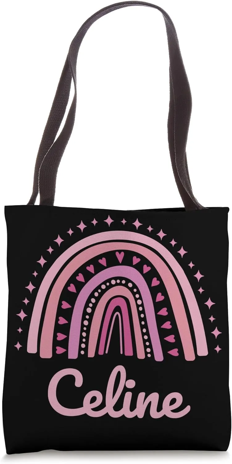 Celine Name Personalized Funny Women Pink Rainbow Celine Tote Bag