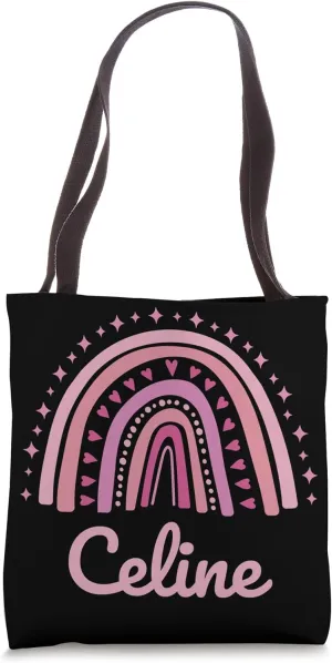 Celine Name Personalized Funny Women Pink Rainbow Celine Tote Bag