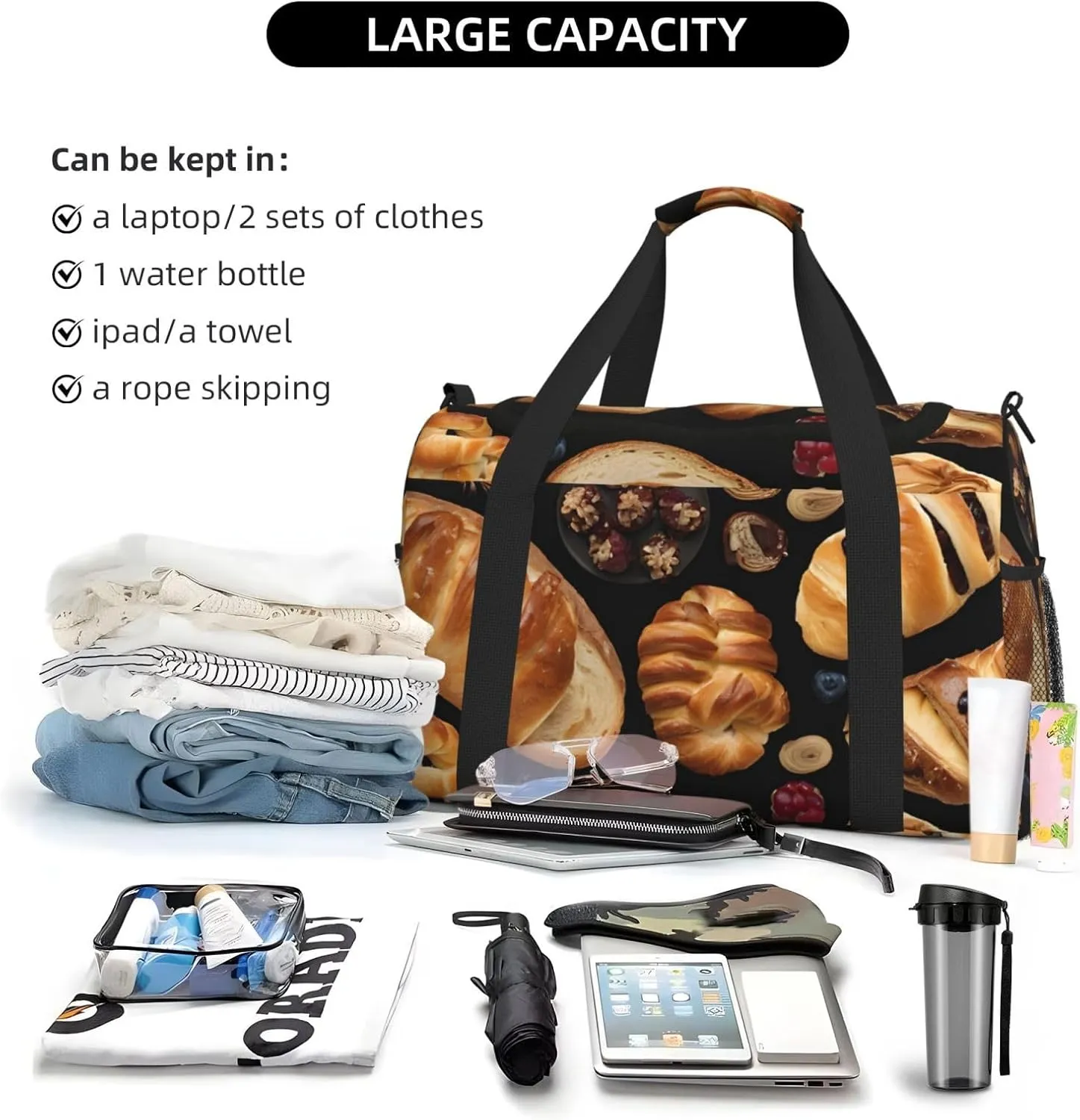 Cheese Sandwiches Durable Portable Crossbody Travel Bag, A Good Companion For Long-Distance Travel