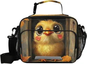 Chick Rooster Chicken Leaves Kids Lunch Box Insulated Lunch Bags Cooler Tote Bag with Removable Shoulder Strap for Boy Girl Student 20859310
