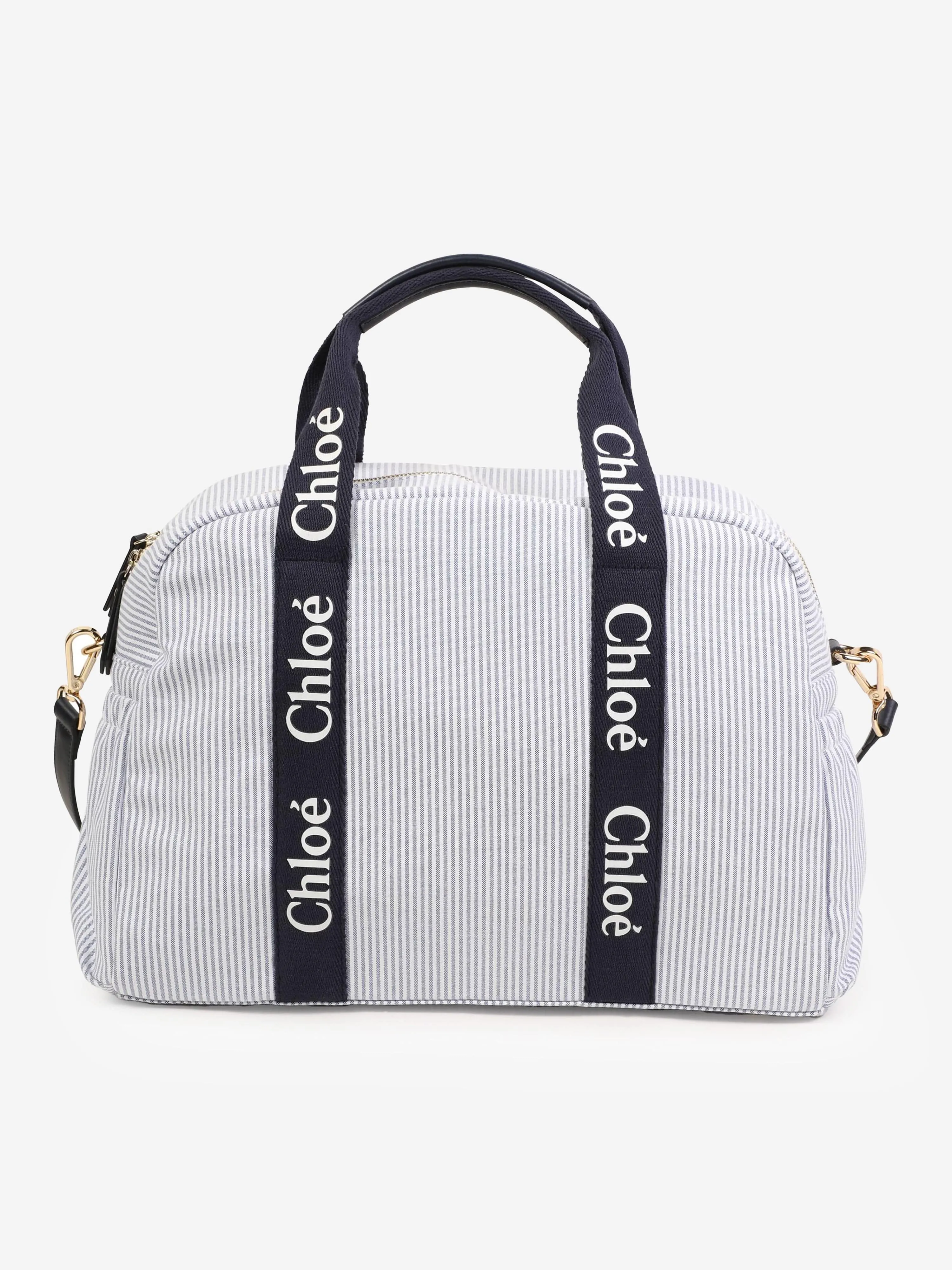 Chloé Baby Striped Changing Bag in Navy (41cm)