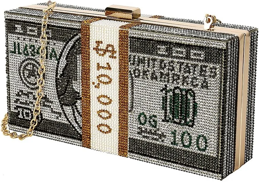 Classic Dollar Style Evening Bags With Diamond Shoulder Bag Wallet Clutch