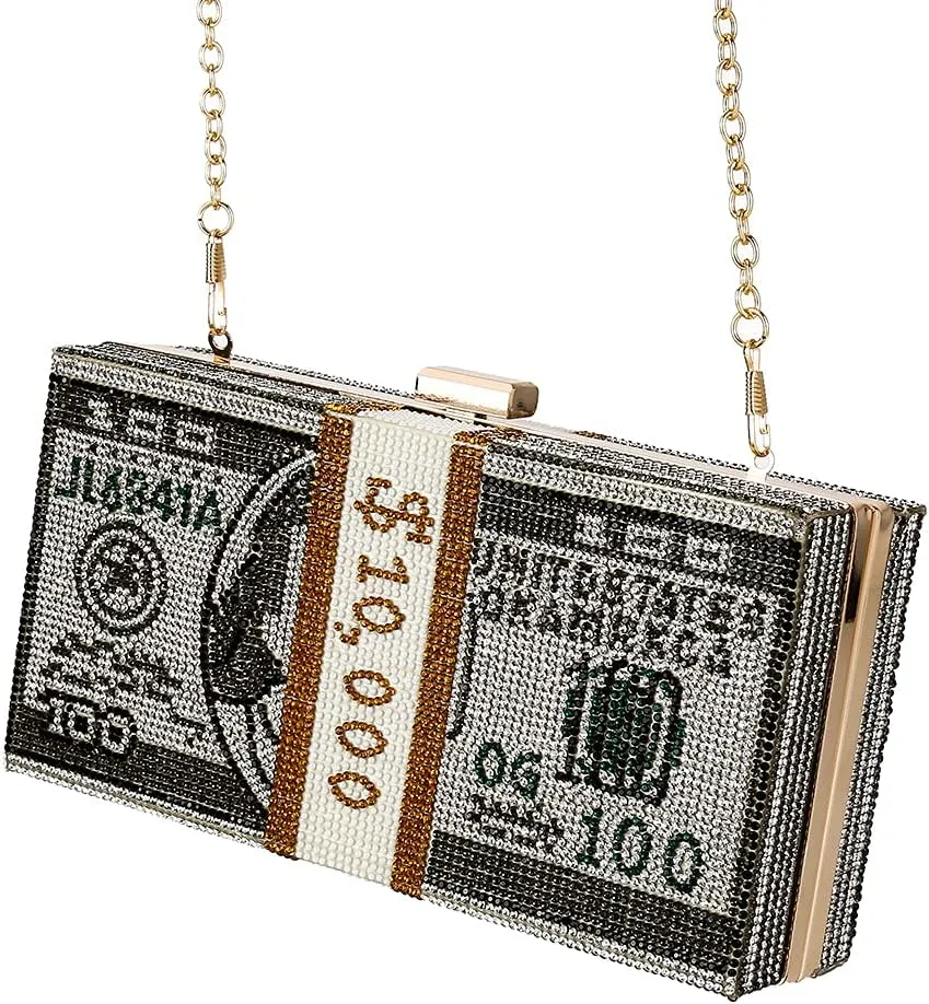 Classic Dollar Style Evening Bags With Diamond Shoulder Bag Wallet Clutch