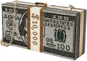 Classic Dollar Style Evening Bags With Diamond Shoulder Bag Wallet Clutch