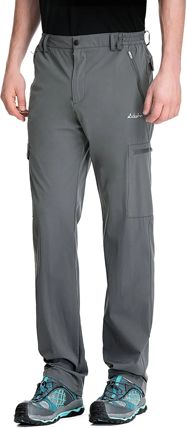 clothin Men's Elastic-Waist Travel Pant Stretchy Lightweight Pant Multi-Pockets Quick Dry Breathable