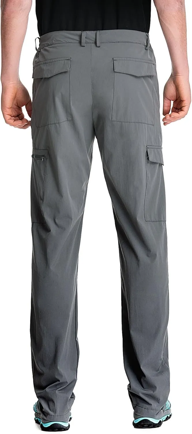 clothin Men's Elastic-Waist Travel Pant Stretchy Lightweight Pant Multi-Pockets Quick Dry Breathable