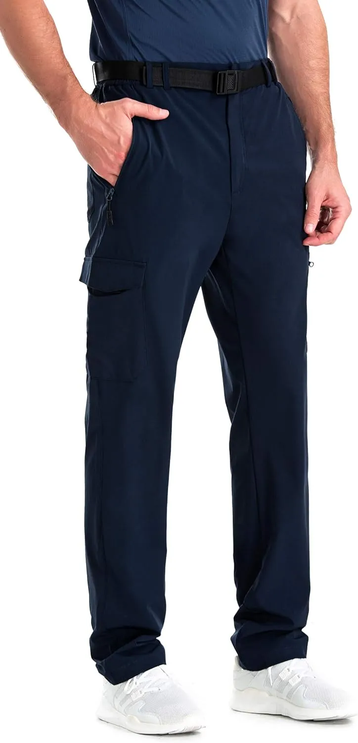 clothin Men's Elastic-Waist Travel Pant Stretchy Lightweight Pant Multi-Pockets Quick Dry Breathable
