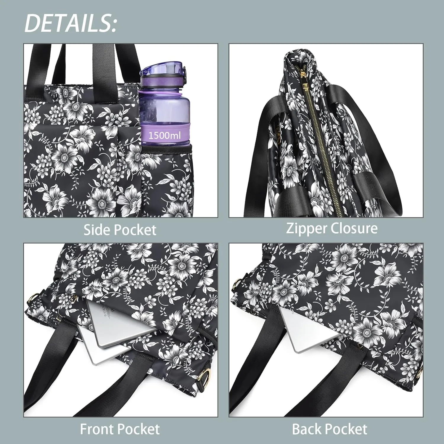 CLOUDMUSIC Crossbody Bags Shoulder Tote Handbag Nylon With Straps Waterproof Multi Bottle Pockets For Women Trendy