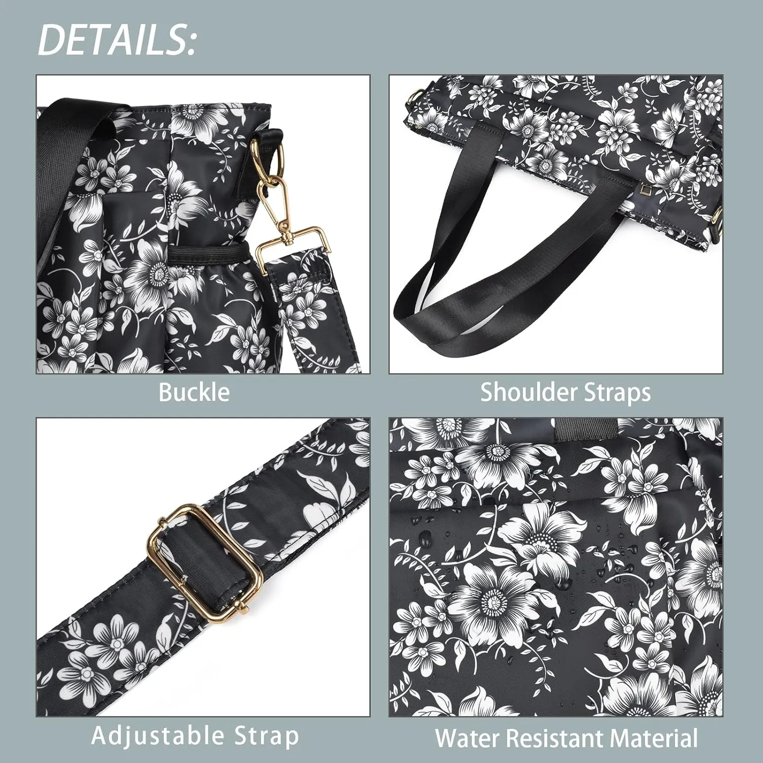 CLOUDMUSIC Crossbody Bags Shoulder Tote Handbag Nylon With Straps Waterproof Multi Bottle Pockets For Women Trendy