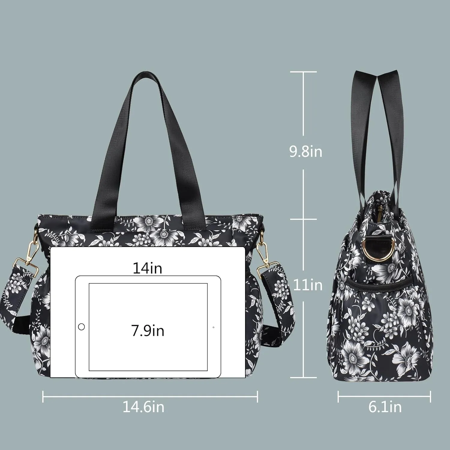 CLOUDMUSIC Crossbody Bags Shoulder Tote Handbag Nylon With Straps Waterproof Multi Bottle Pockets For Women Trendy