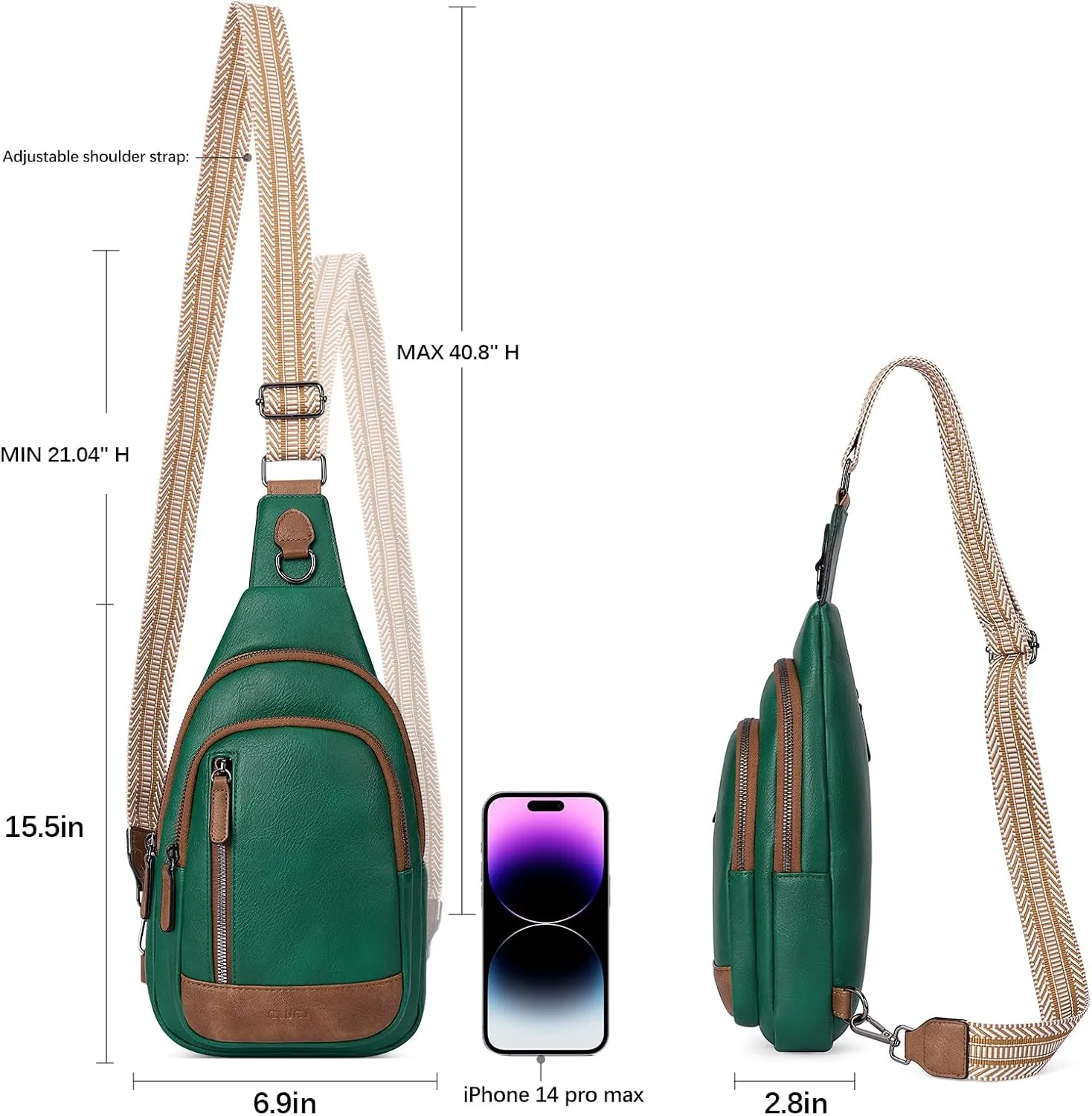 CLUCI Crossbody Bags for Women - Sling Backpack Travel Bag in Leather