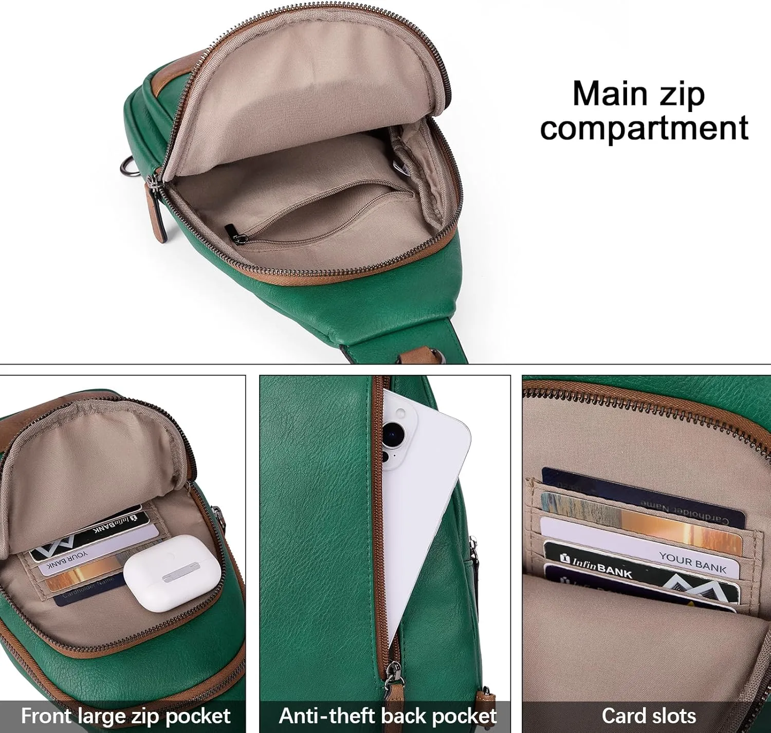 CLUCI Crossbody Bags for Women - Sling Backpack Travel Bag in Leather