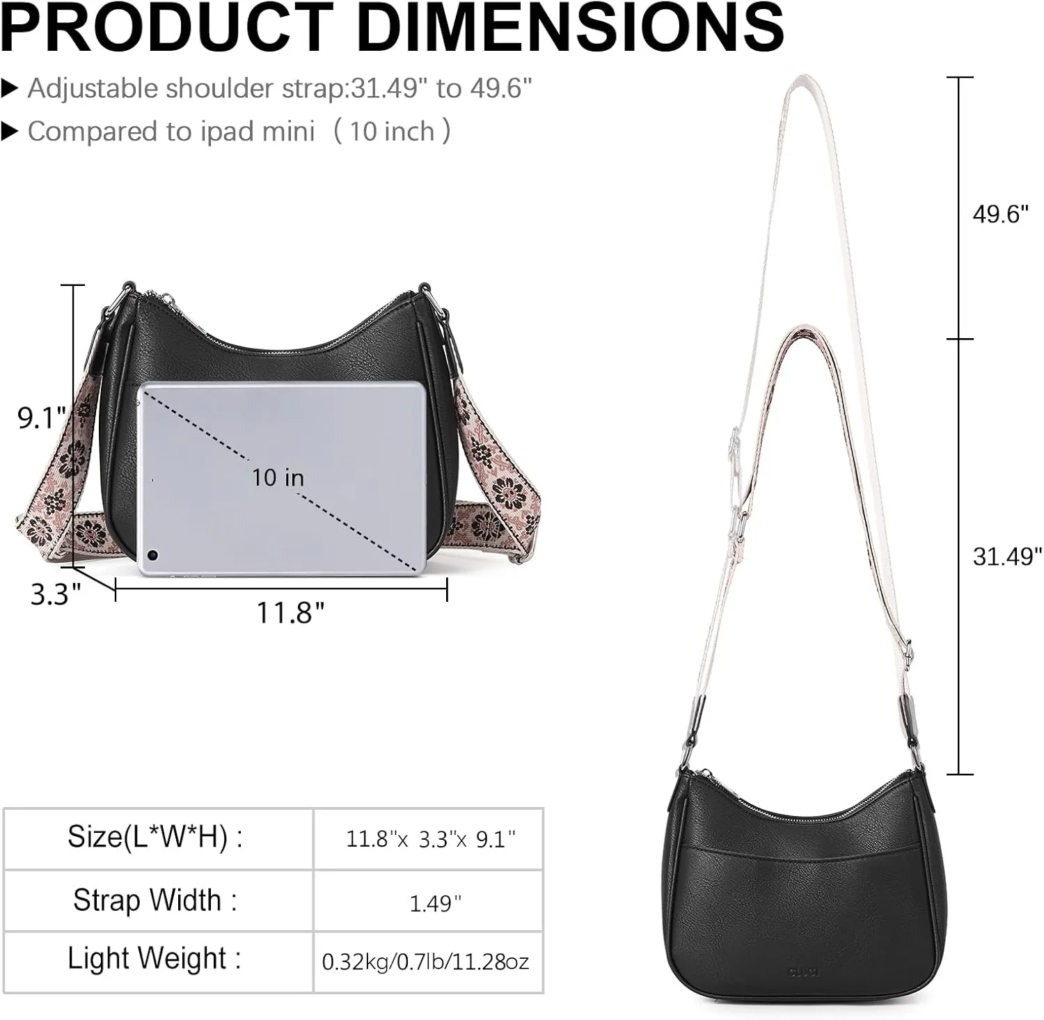CLUCI Crossbody Bags for Women, Vegan Leather Shoulder Handbags, Purses for Women with Adjustable Wide Strap