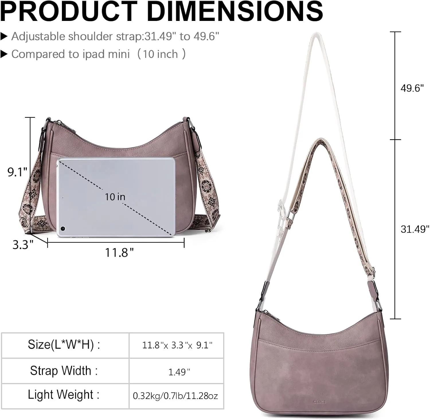 CLUCI Crossbody Bags for Women, Vegan Leather Shoulder Handbags, Purses for Women with Adjustable Wide Strap