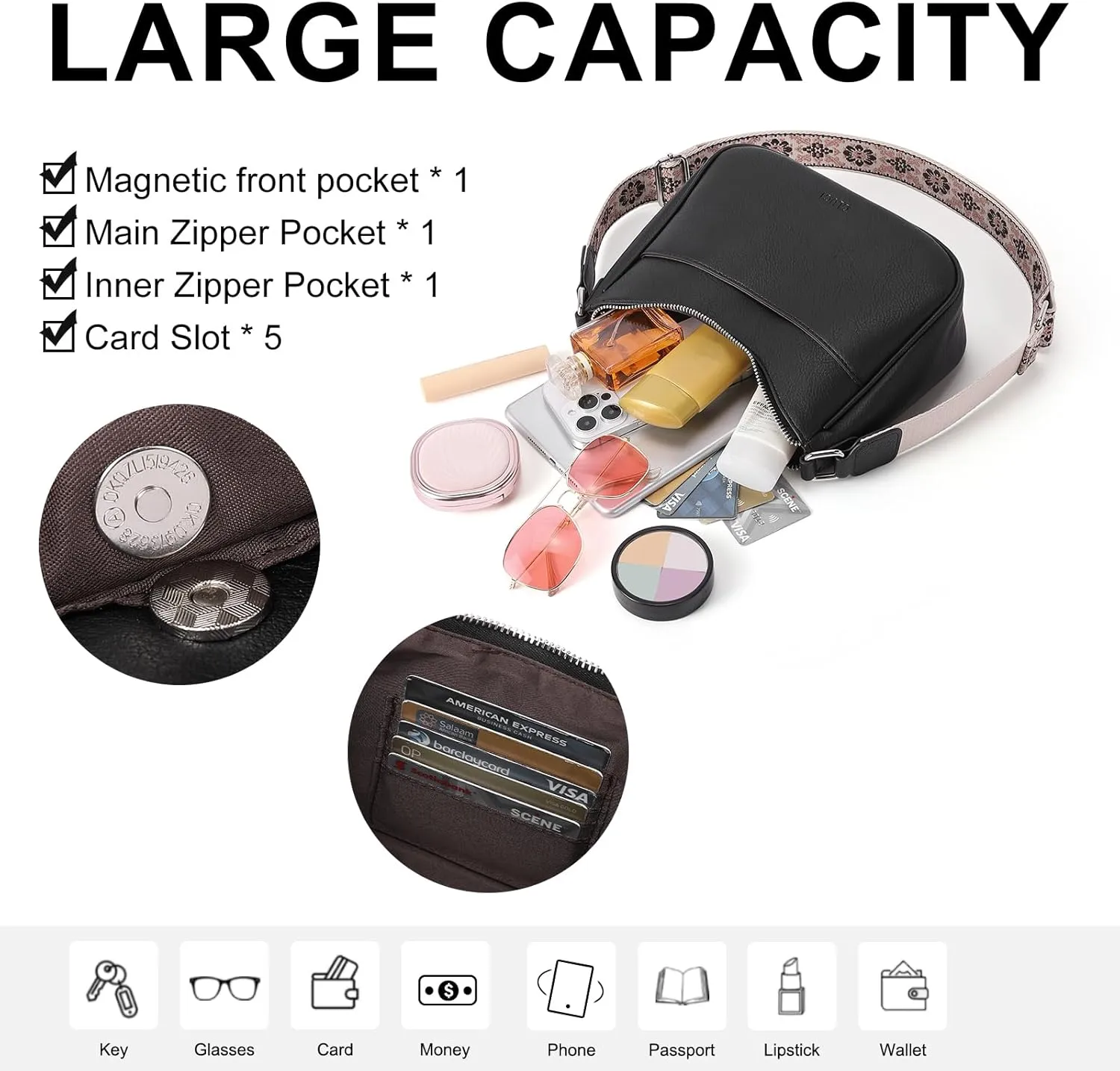CLUCI Crossbody Bags for Women, Vegan Leather Shoulder Handbags, Purses for Women with Adjustable Wide Strap