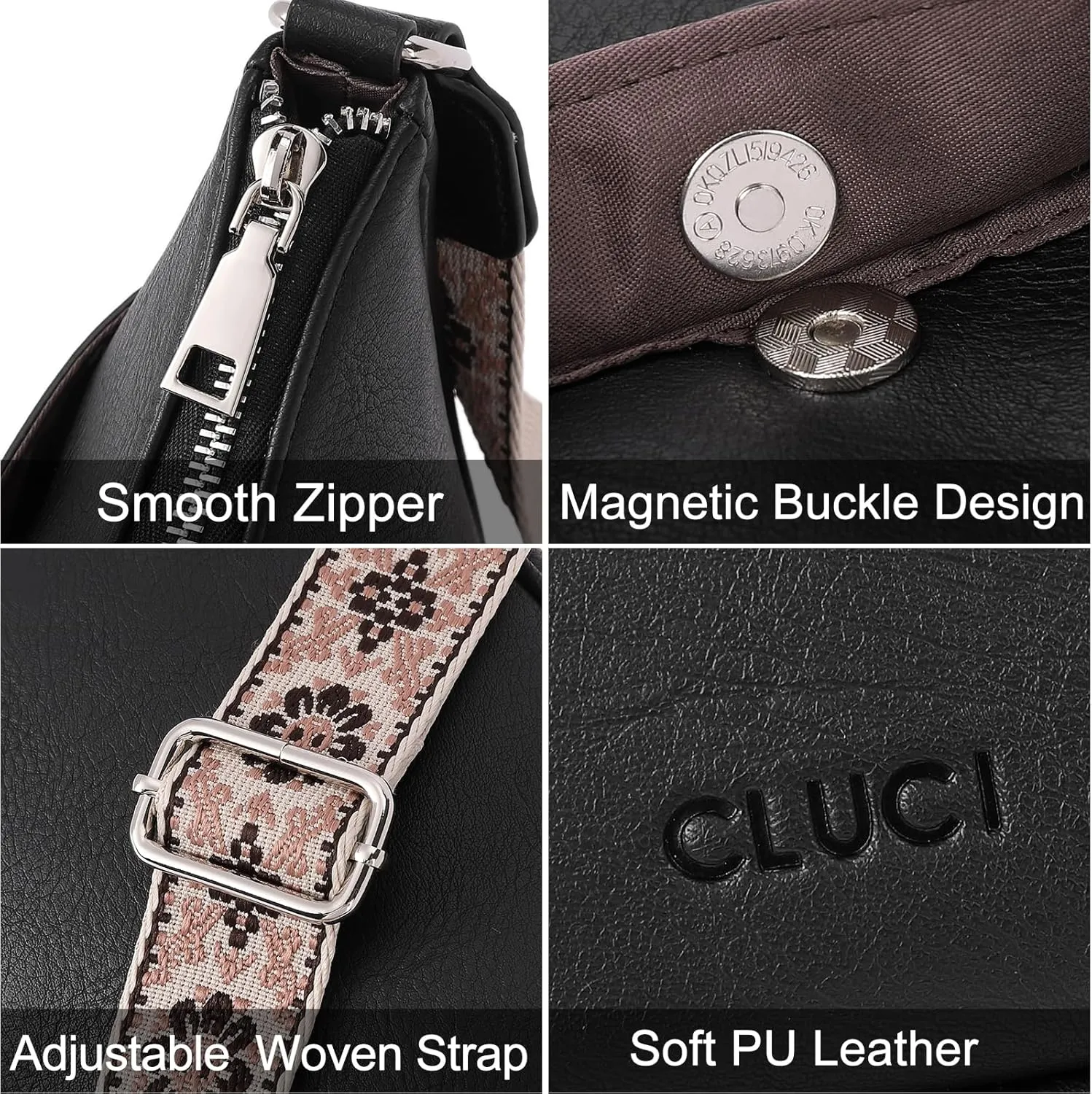 CLUCI Crossbody Bags for Women, Vegan Leather Shoulder Handbags, Purses for Women with Adjustable Wide Strap