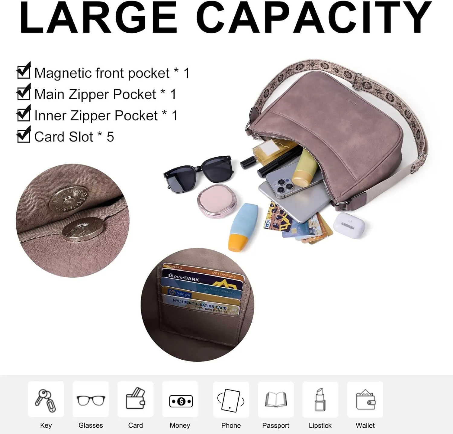 CLUCI Crossbody Bags for Women, Vegan Leather Shoulder Handbags, Purses for Women with Adjustable Wide Strap