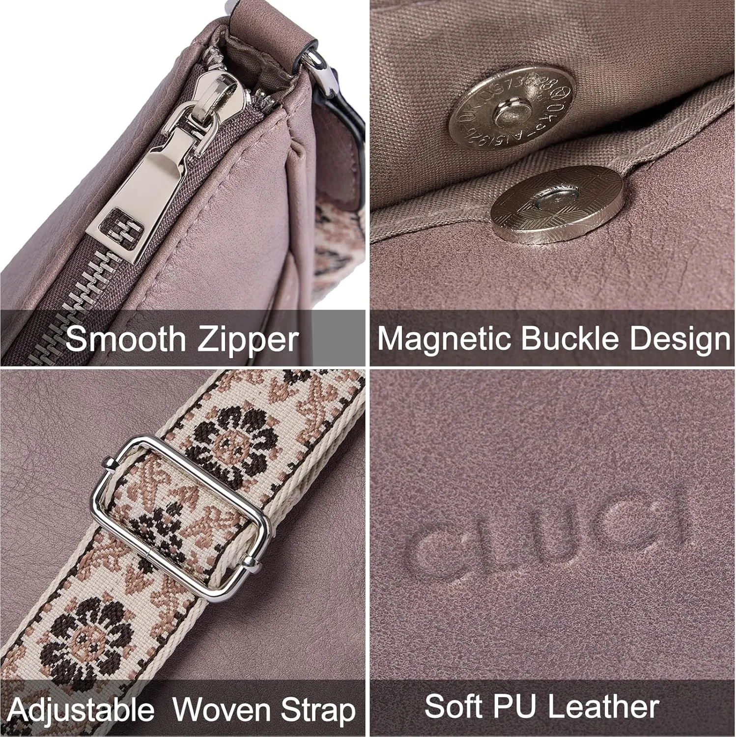 CLUCI Crossbody Bags for Women, Vegan Leather Shoulder Handbags, Purses for Women with Adjustable Wide Strap
