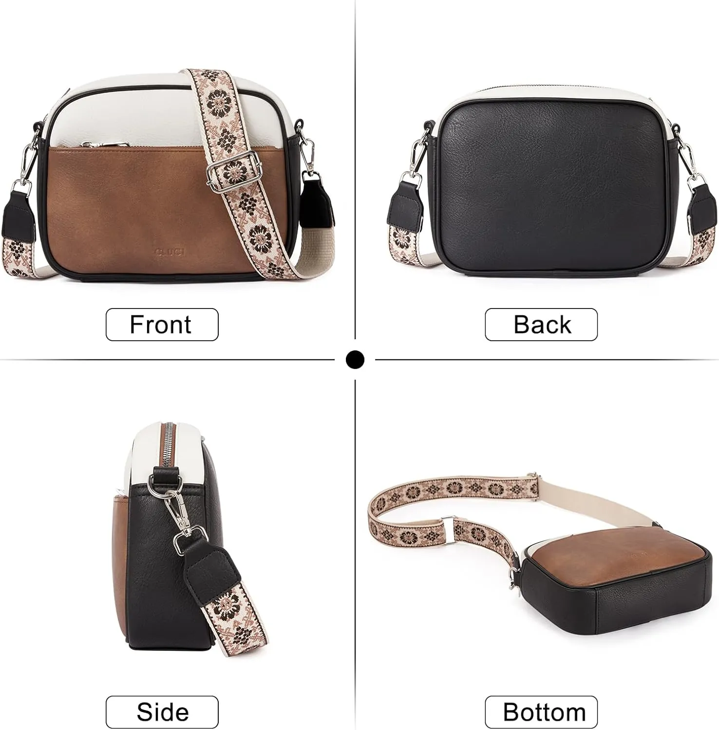 CLUCI Crossbody Bags for Women, Vegan Leather Shoulder Handbags，Purses for Women with Adjustable Wide Strap