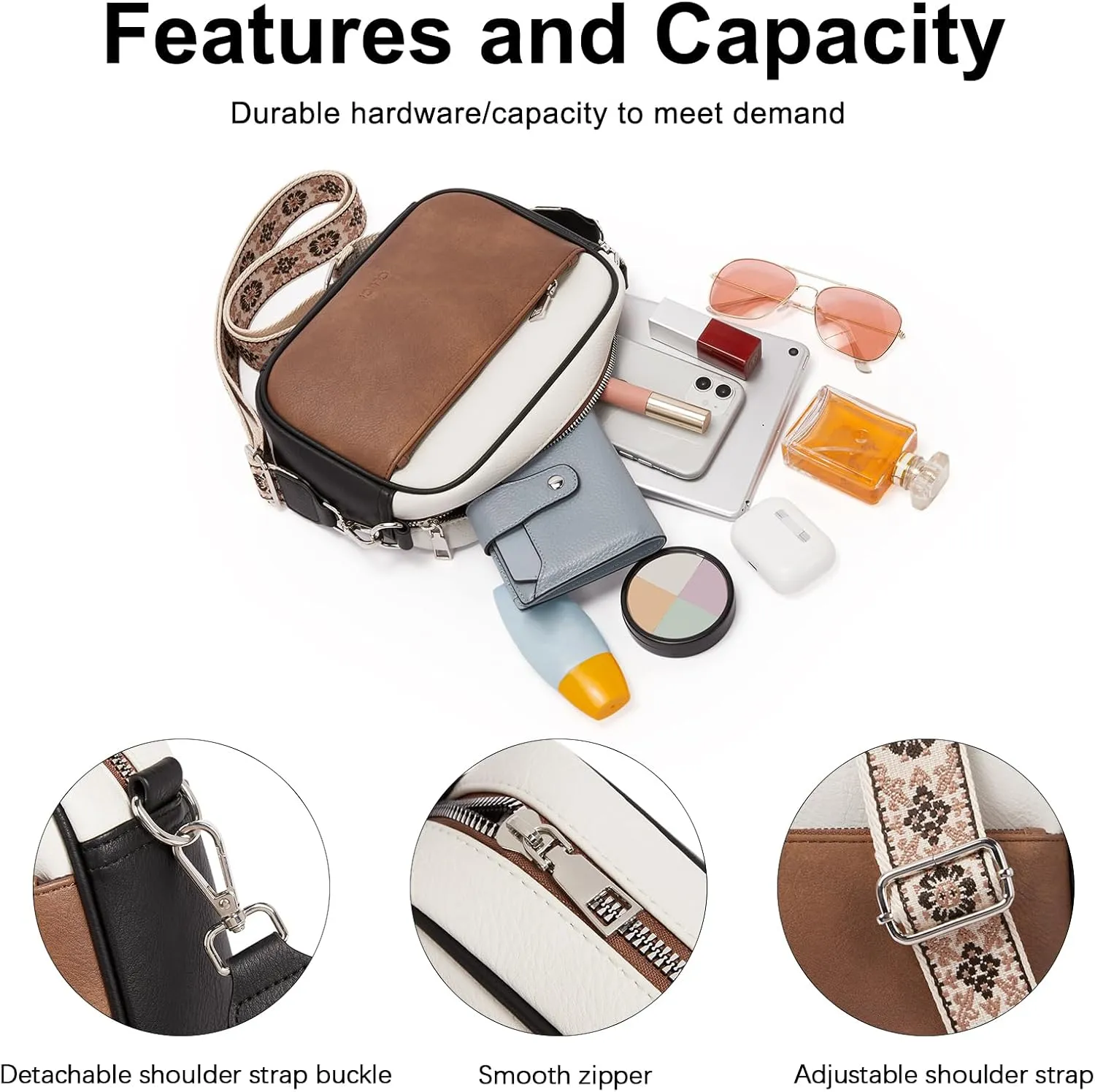 CLUCI Crossbody Bags for Women, Vegan Leather Shoulder Handbags，Purses for Women with Adjustable Wide Strap