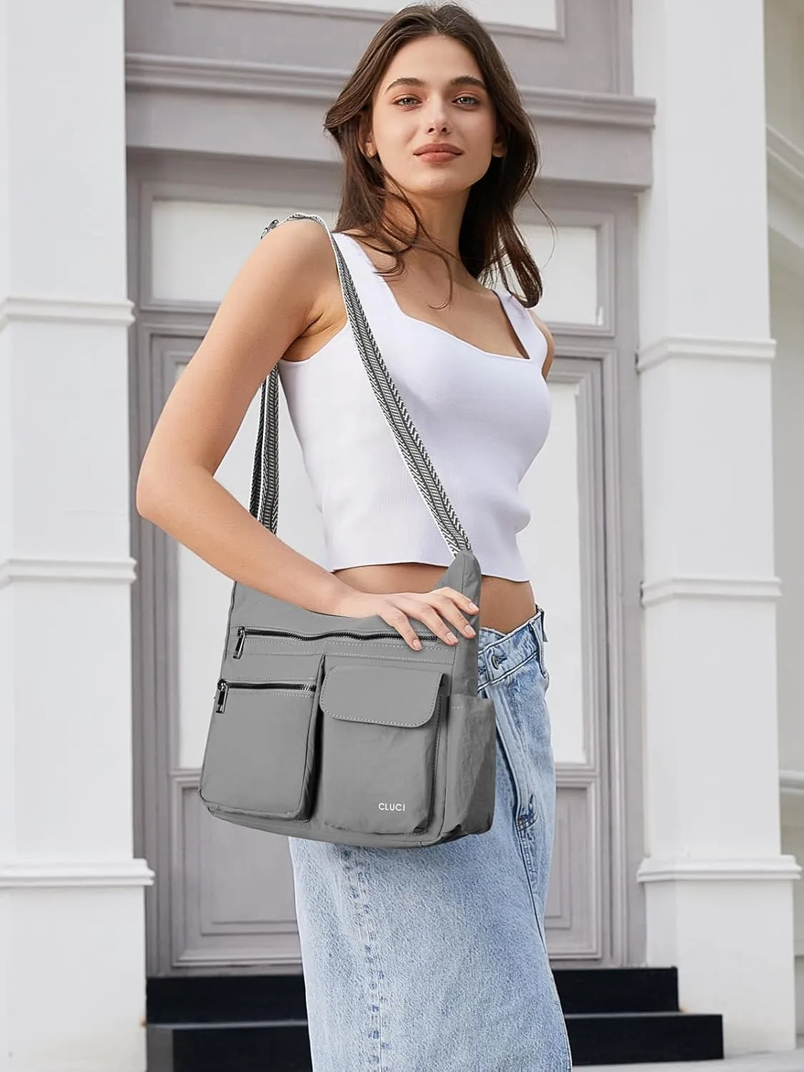 CLUCI Travel Purses for Women, Waterproof Nylon Crossbody Bags for Woman Trendy, Anti Theft Shoulder Bag for Ladies