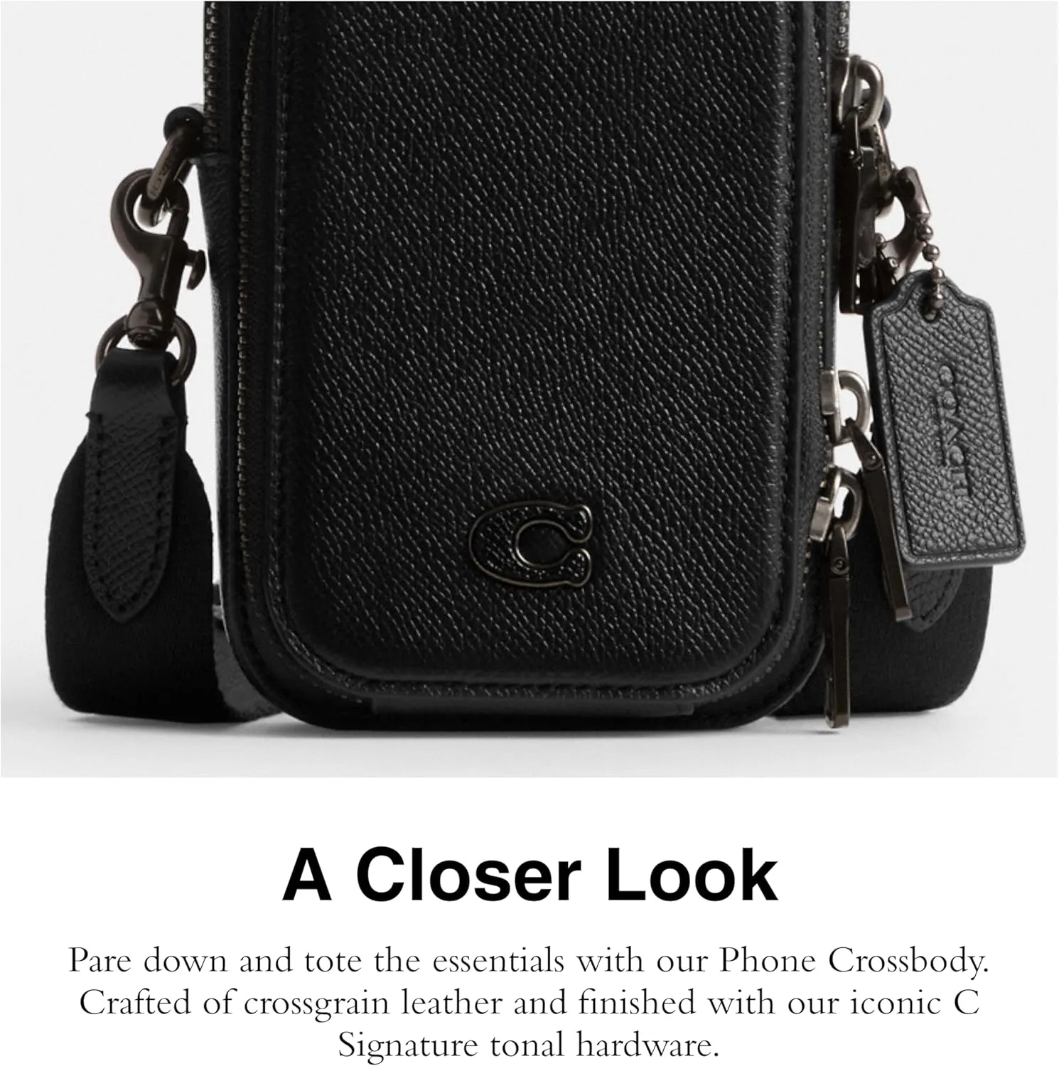 Coach Men's Phone Crossbody Bag in Crossgrain Leather