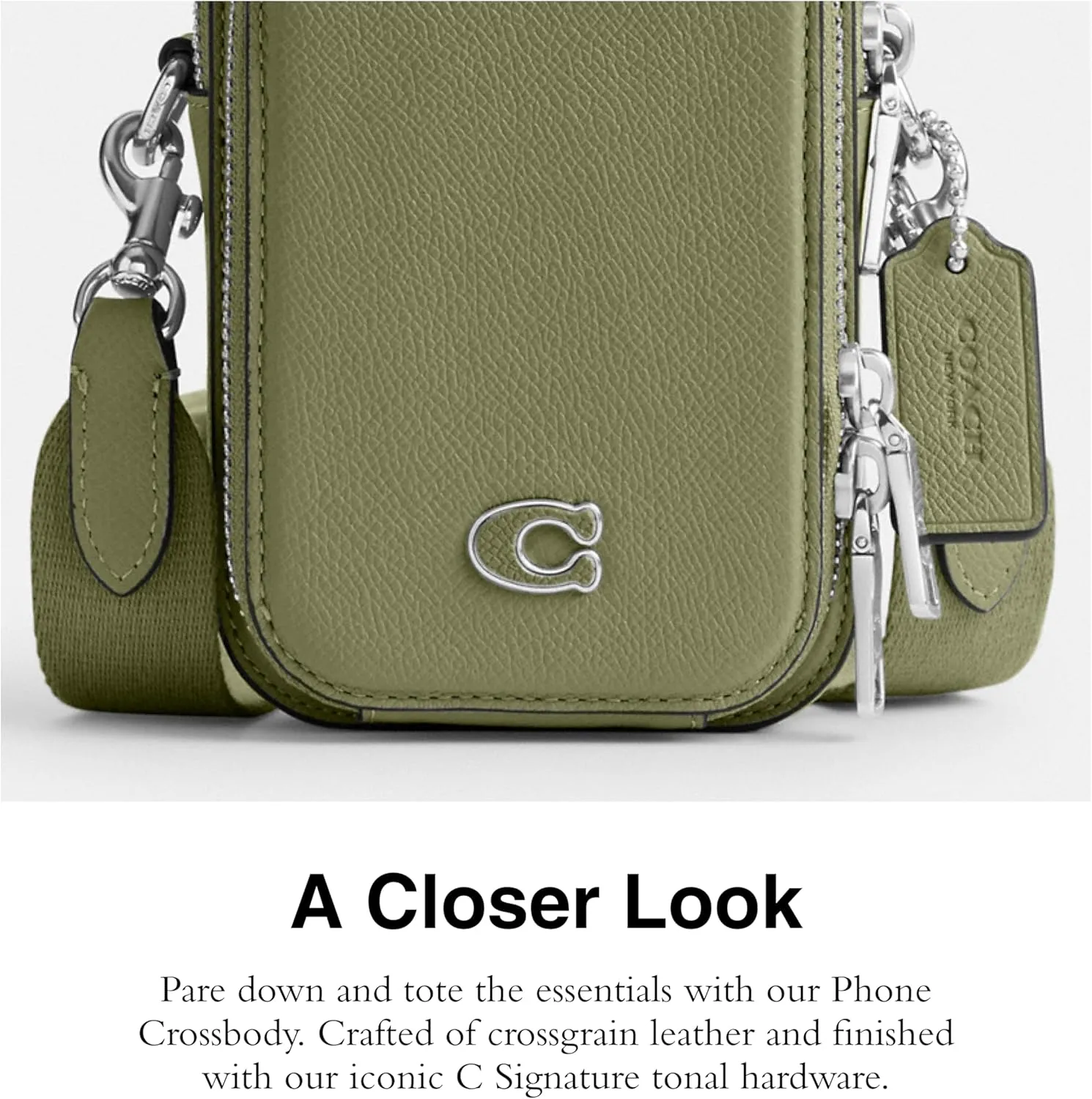 Coach Men's Phone Crossbody Bag in Crossgrain Leather