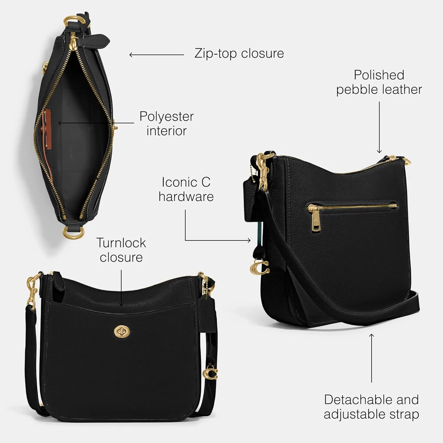 Coach Women's Polished Pebble Leather Chaise Crossbody