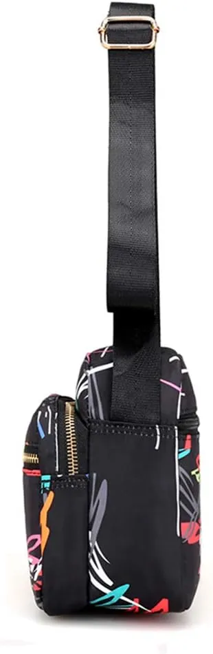 Collsants Small Nylon Purse Mini Crossbody Bag Travel Shoulder Bag Multi Zipper Pockets