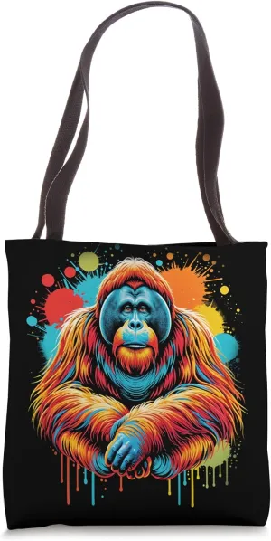 Colorful Orangutan Splash Art Jungle Safari Animal Primates Tote Bag